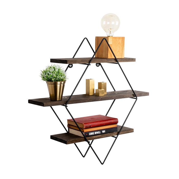 Hanah Home Erysimum Estantería de Pared Negro y Nogal Hanah Home Erysimum Estantería de Pared Negro y Nogal